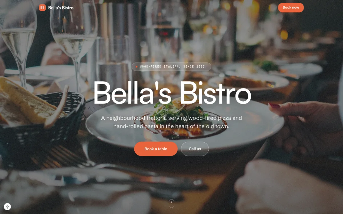 Bella's Bistro website preview