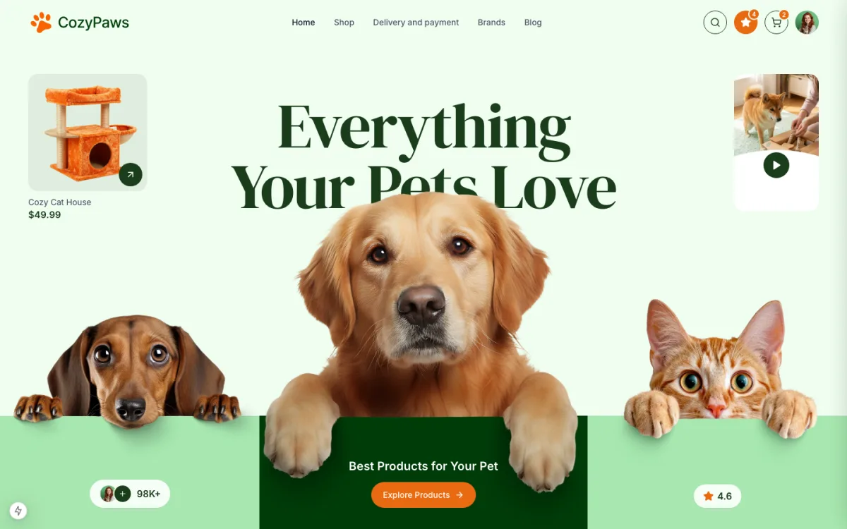 CozyPaws website preview