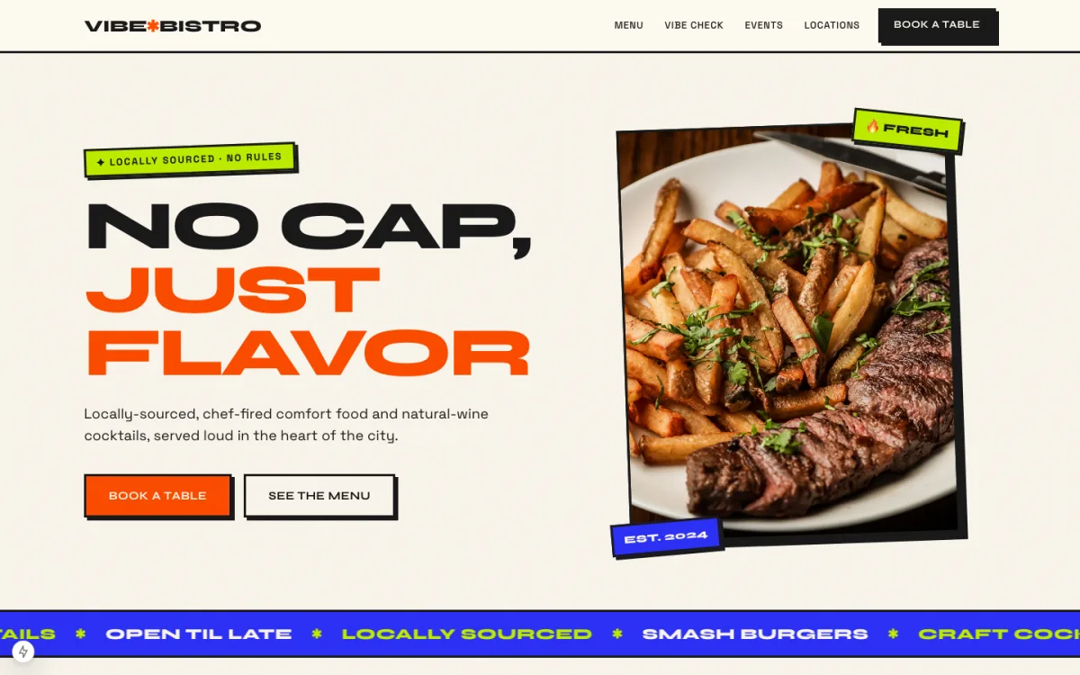 Vibe Bistro website preview